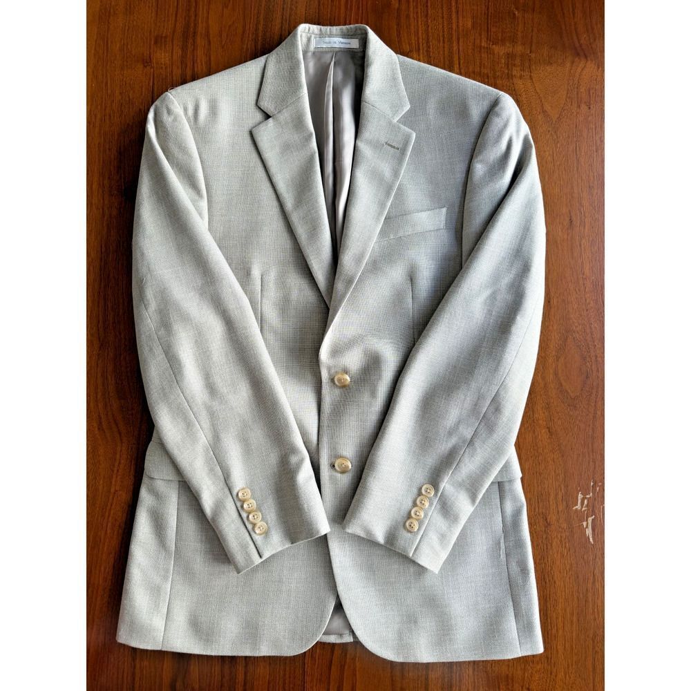 Lauren Ralph Lauren Grey Linen-Blend Two-Button Blazer 36R